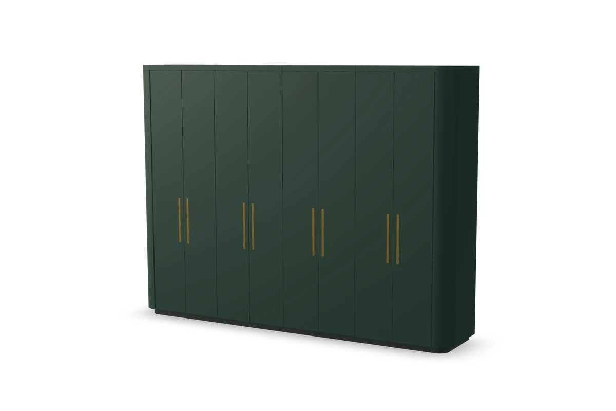 Dressing vert foncé avec portes assorties et poignées en laiton, créé dans le configurateur IAKO.