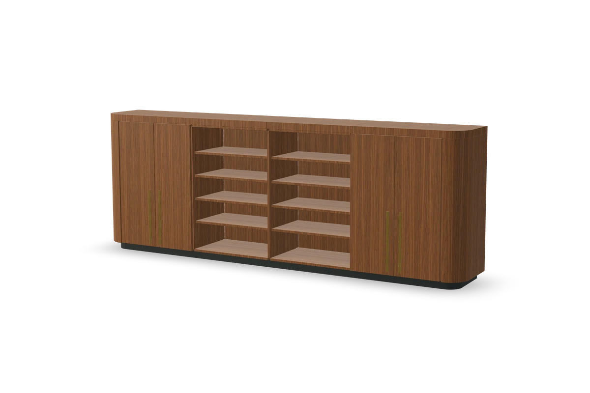 Enfilade à niches en noyer, composition du configurateur IAKO