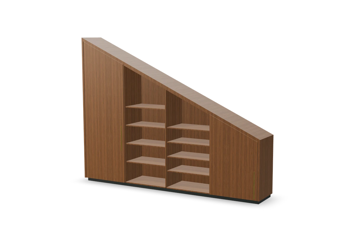 Sous-pente à niches en noyer, composition du configurateur IAKO